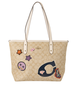 City Tote Bag, Canvas, Beige, F20911, DB, 3*